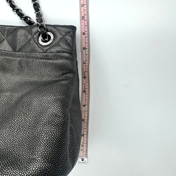 Chanel Metallic Silver Gray Grey Quilted Caviar Timeless Tote SHW Series 14 - Picture 15 of 16